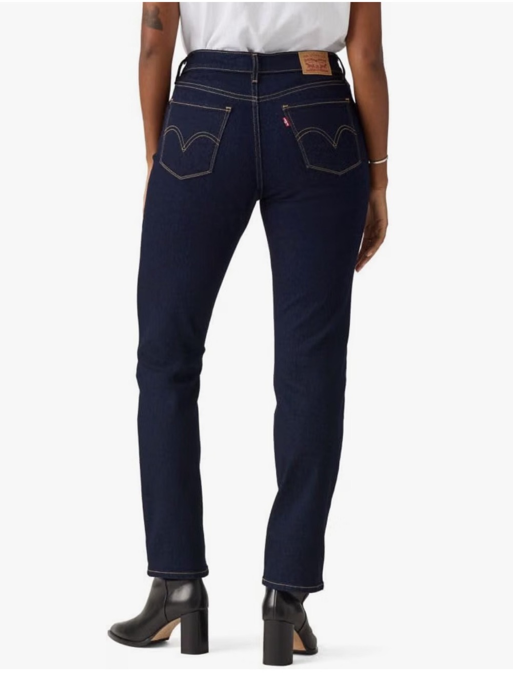 Levi’s Classic Straight Leg Jeans Mid Rise Dark Wash Stretch size 2 women’s